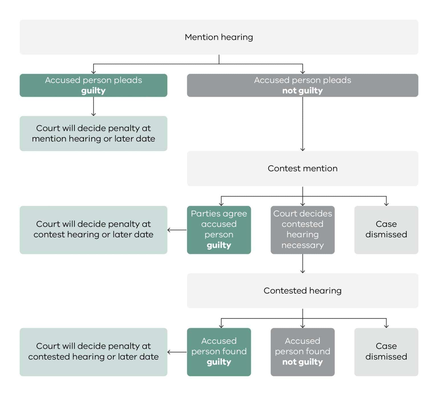 flowchart view of the court process for summary offences